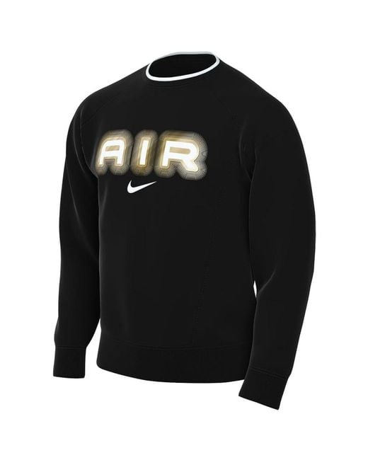 Nike Black Air Crew Neck Fleece Sweatshirt Cotton for men
