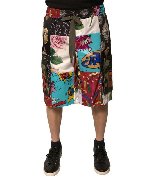 Dolce & Gabbana Patchwork Shorts Stijl in het Black voor heren