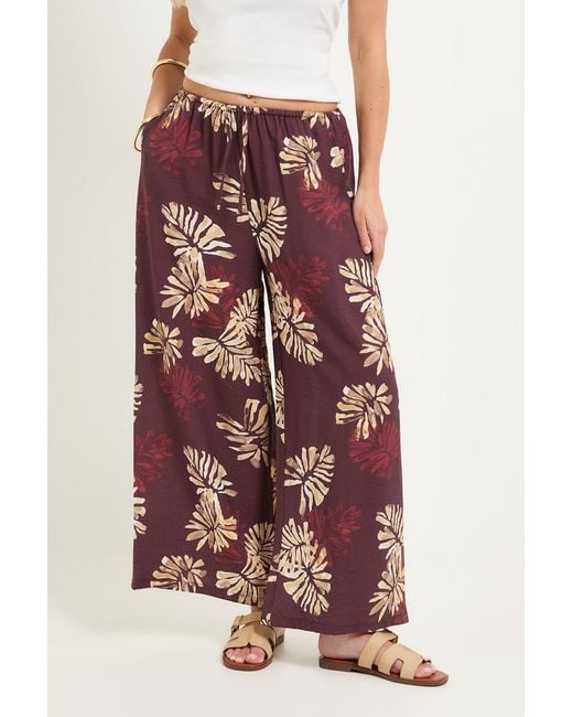 Wallis Red Petite Palm Print Drawstring Trousers