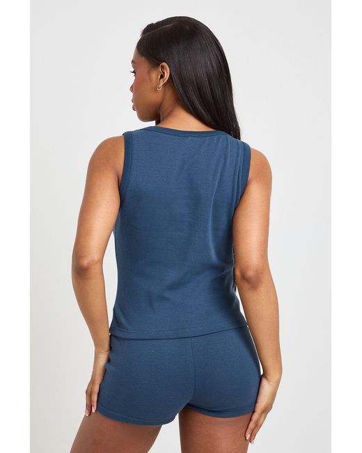 Boohoo Blue Button Through Vest Top