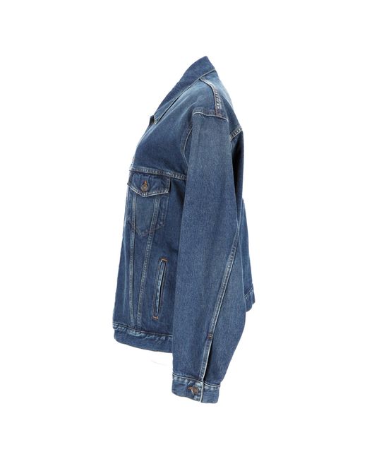 Balenciaga Blue 'You Are The World' Embroidered Denim Jacket