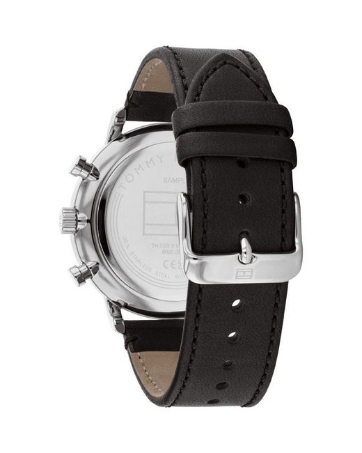 Tommy Hilfiger Black Leather Strap Quartz Watch for men