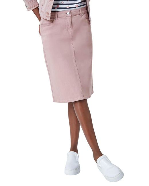 Roman Pink Cotton Denim Stretch A Line Skirt