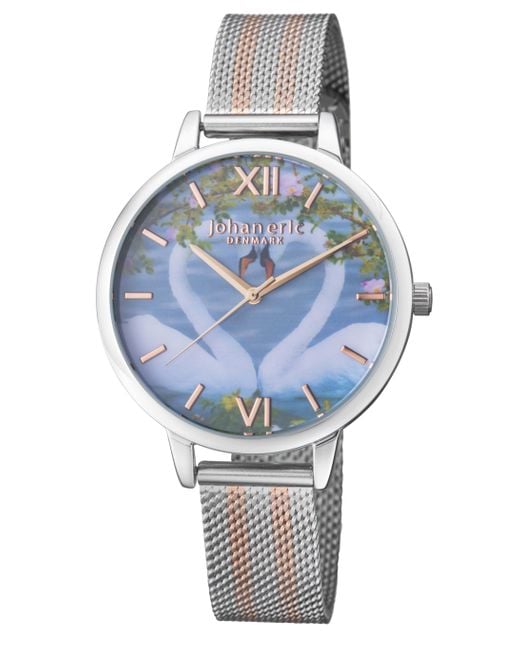Johan Eric Blue Knoppsvane Ss Watch With Photo Dial And Ss/ Mesh