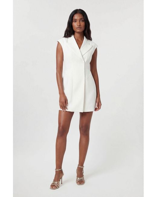 Karen Millen White Petite Compact Stretch Seam Detail Tailored Mini Dress