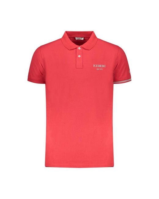 Iceberg Pink Red Cotton Mens Polo Shirt for men