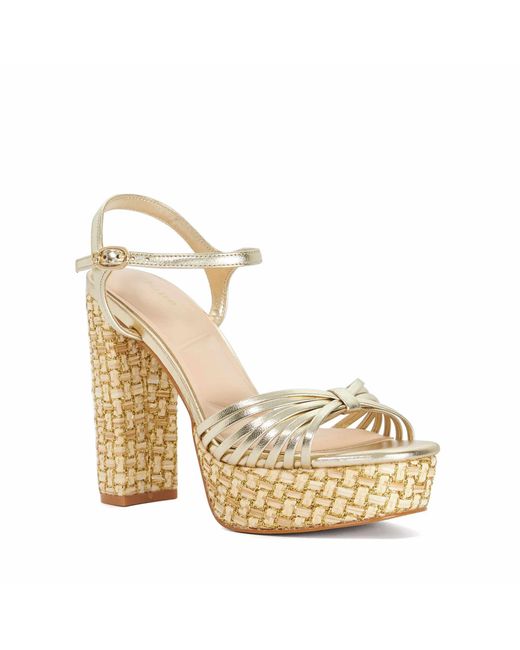 Dune Metallic Minogue Raffia Platform Heels