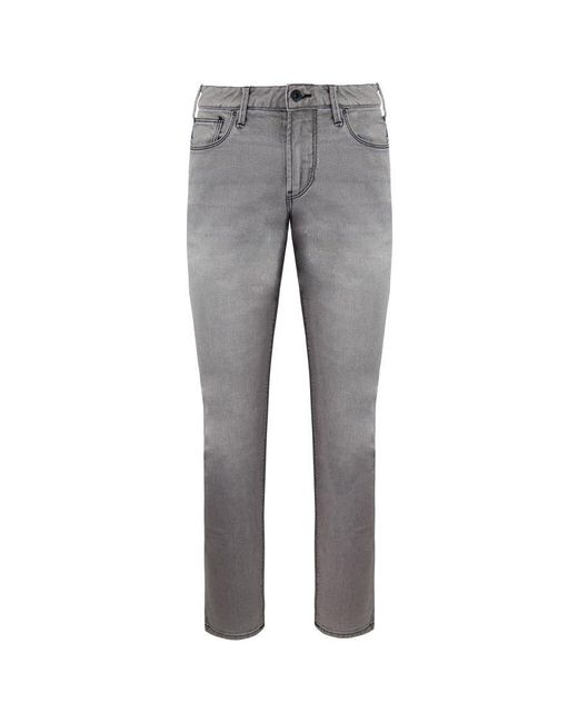 Armani Gray Emporio J06 Slim Fit Low Waist Jeans Cotton for men