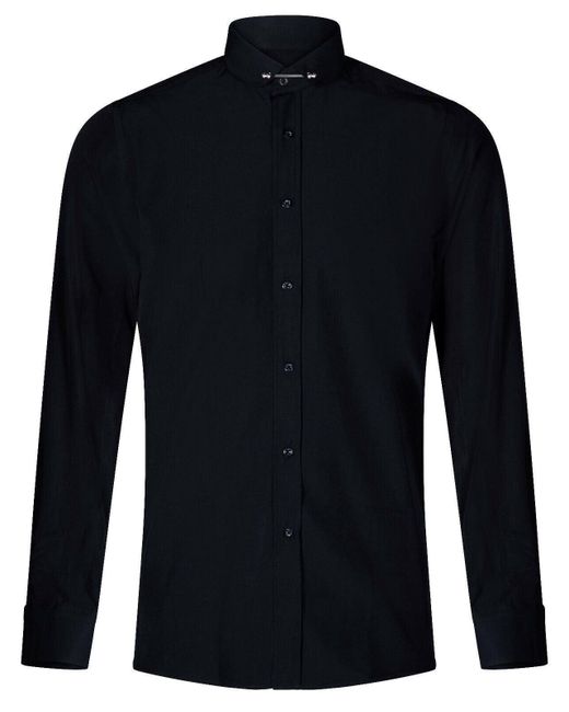 TruClothing Blue Club Collar Shirt 1920S Peaky Blinders With Bar Poplin Pin Smart for men