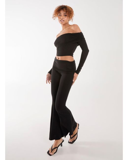 Pink Vanilla White Fold Over Waist Lounge Flares