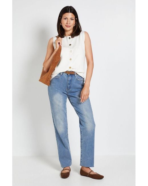 Wallis White Button Detail Knitted Vest Top