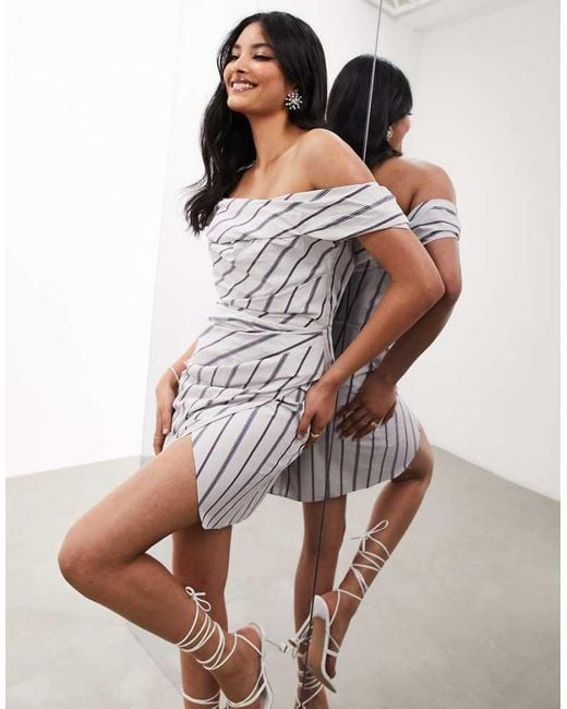 ASOS Multicolor Structured Drape Off Shoulder Mini Dress