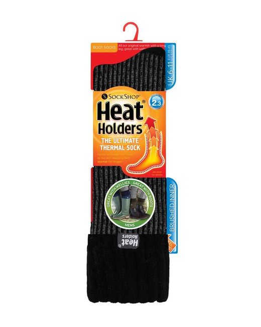 Heat Holders Black Thermal Boot Socks for men