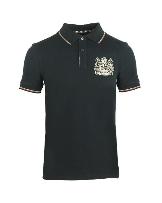 Aquascutum Black Aldis Crest Polo Shirt Cotton for men
