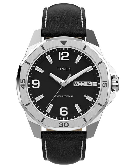 Timex Black Essex Watch Tw2W79800 Leather for men