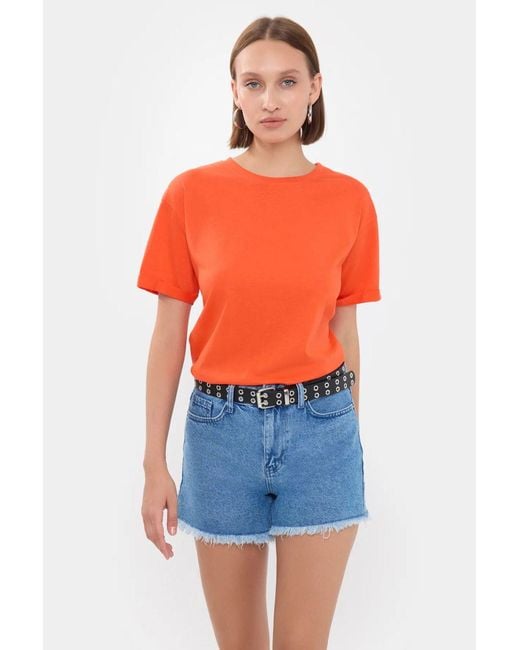 Hiccup Orange Crew Neck Relaxed T-Shirt