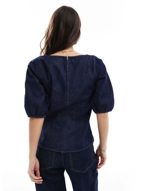 ASOS Blue Cinched Waist Seamed Top