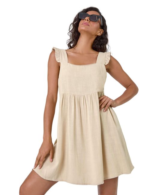D.u.s.k Natural Frill Tiered Linen Mix Mini Dress