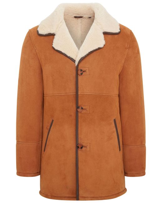 Infinity Leather Brown Shearling Sheepskin Car Coat for men
