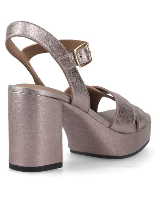 Hush Puppies Gray Ophelia Leather Heel Suede Pewter Slim Fit Sandals
