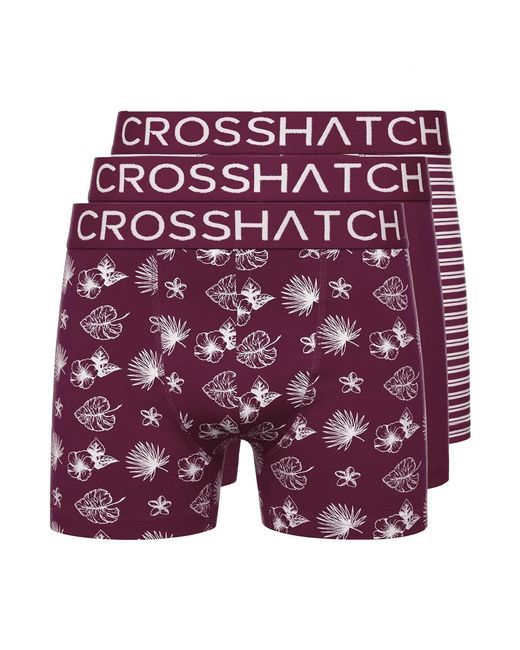 Crosshatch Purple Hovland Boxer Shorts (Pack Of 3) (Prune) for men