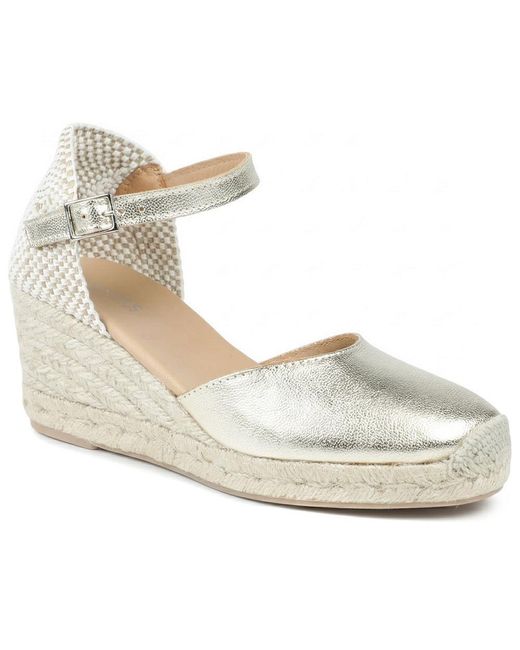Jones Bootmaker Metallic Rayna Leather Buckled Espadrilles