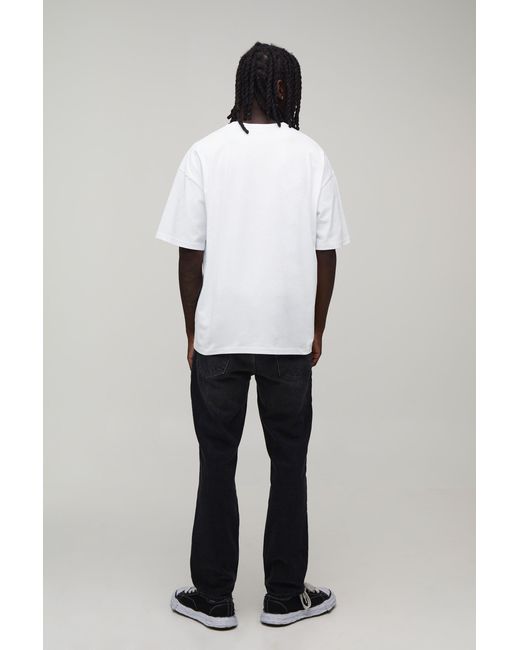 BoohooMAN White Oversized Signature Embroidered T-Shirt for men