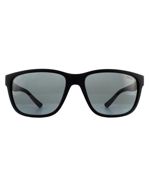 Polo Ralph Lauren Black Rectangle Matte Sunglasses for men