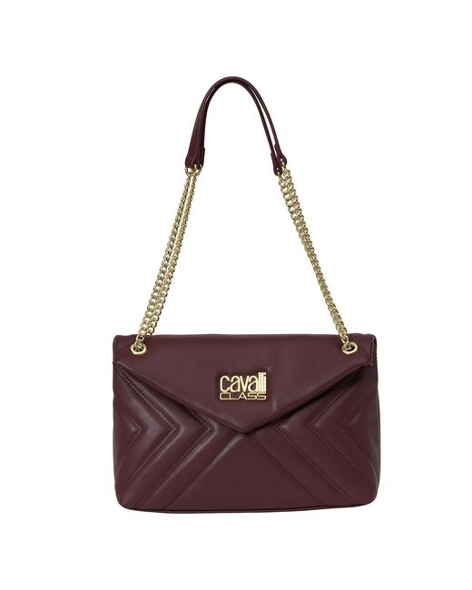 Roberto Cavalli Purple Shoulder Bag With Chain Strap Cchb0196