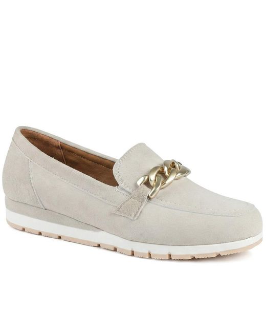 Jones Bootmaker White Orsa Leather Chain Detail Loafers
