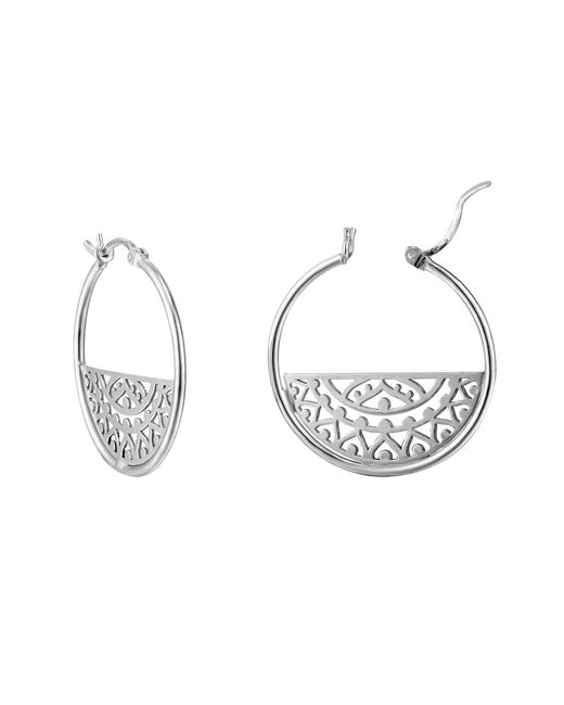 The Jewellery Stockroom Metallic Sterling Aztec Creole Hoop Earrings