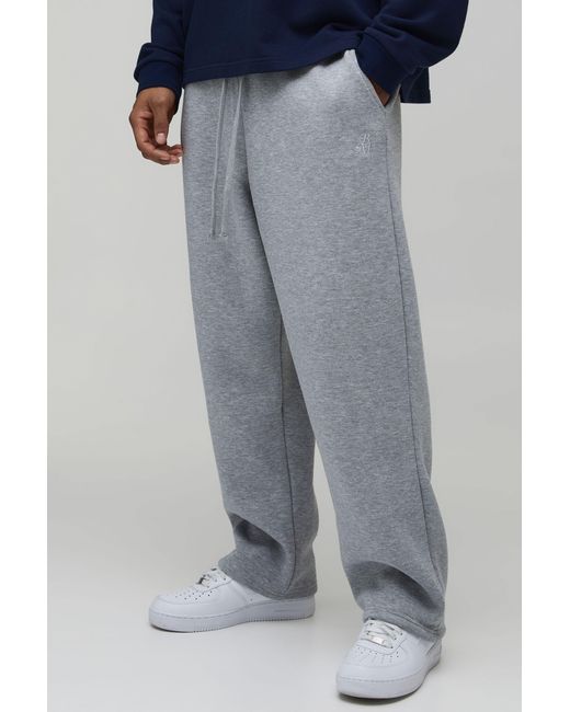 BoohooMAN Gray Baggy Bm Scroll Barrel Fit Joggers for men