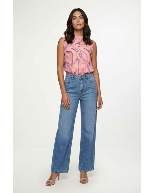 Wallis Red Floral Organza Pleat Detail Cami Top