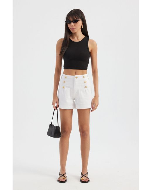 Hiccup White Denim High Waist Shorts