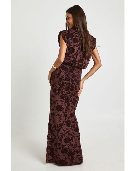 Boohoo Red Devore Bluson Maxi Dress