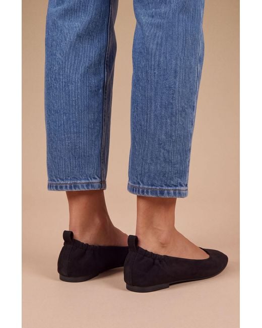 Good for the Sole Blue Julia Faux Suede Ruched Elasticated Ballet Pumps