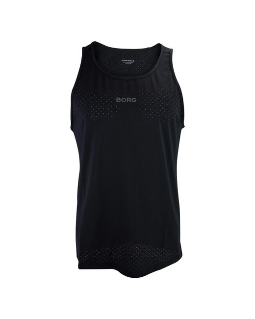 Björn Borg Black Running Breathable And Lightweight Perforated Sleeveless Tank Top For for men