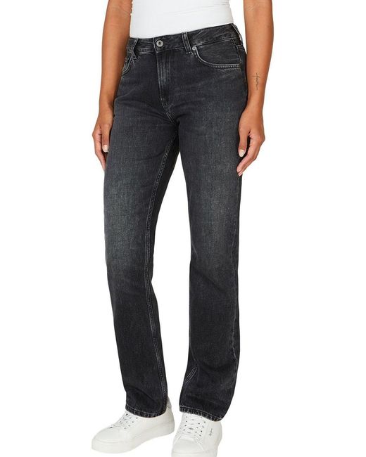 Pepe Jeans Black Straight Jean Washed Cotton