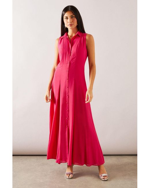 Wallis Red Printed Floral Ruffle Midaxi Dress