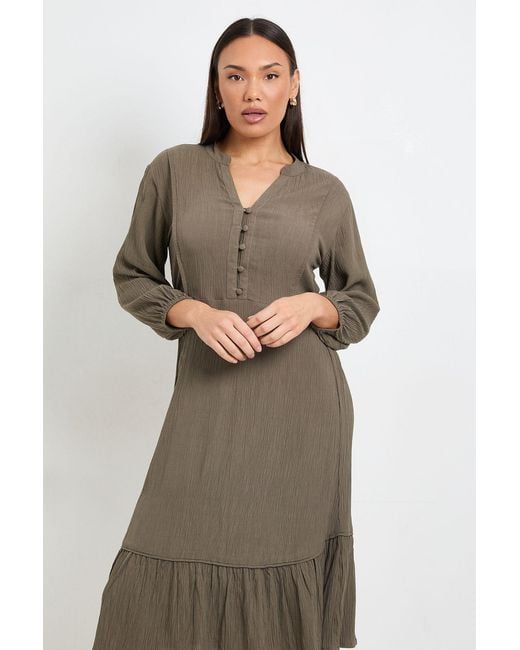 Wallis Natural Cheesecloth Button Midi Dress