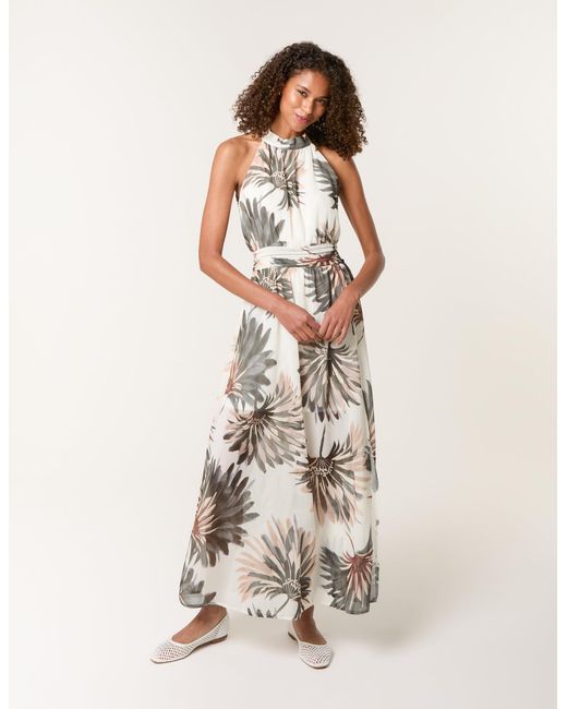 Blue Vanilla White Halter Neck Occasion Dress