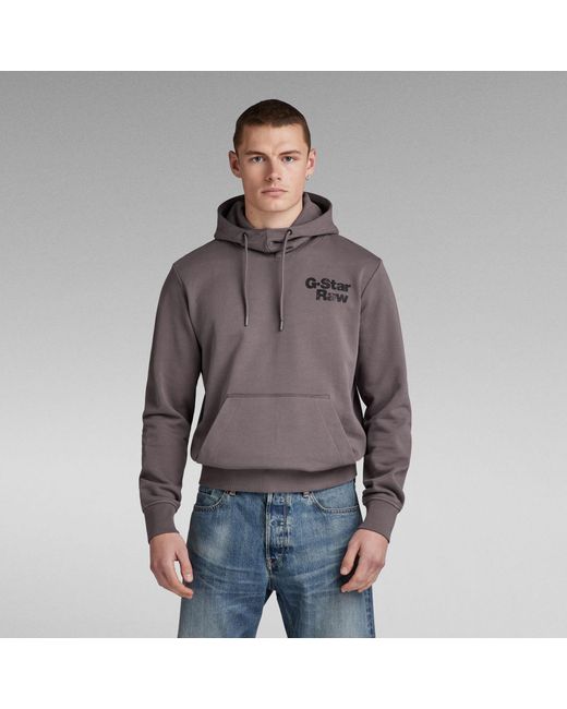 G-Star Gray G-Star Raw Back Print Hoodie for men