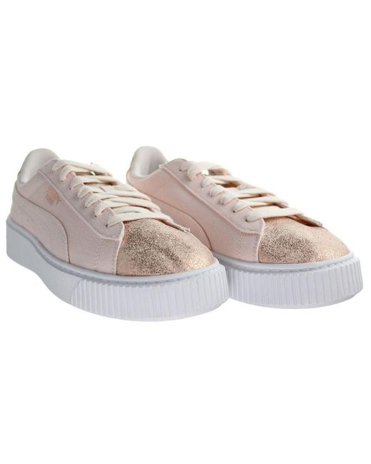 PUMA Gray Basket Platform Trainers Canvas