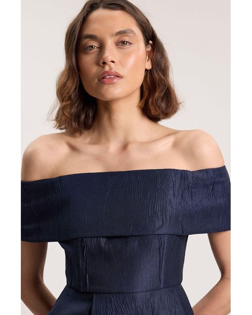Karen Millen Blue Textured Tailored Twill Bandeau Top