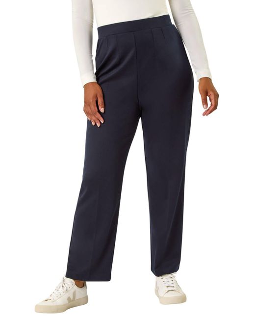 Roman Blue Petite Straight Leg Ponte Stretch Trouser