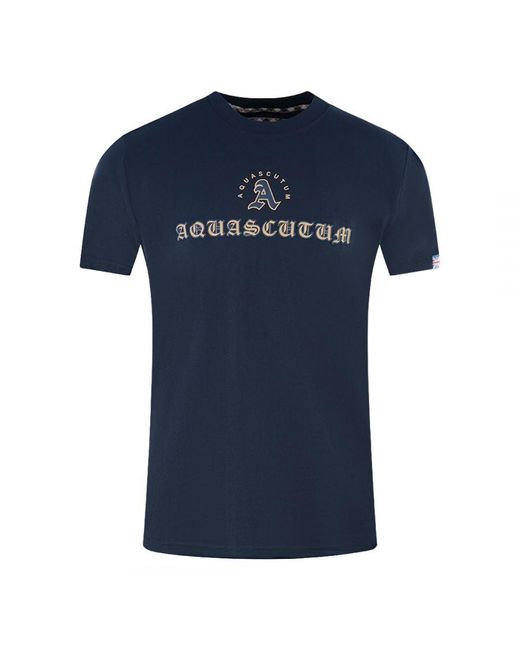 Aquascutum Blue London Circle Logo T-Shirt for men