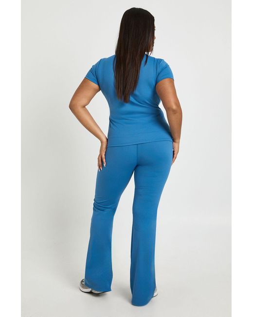 Boohoo Blue Plus Super Soft High Waist Flared Legging