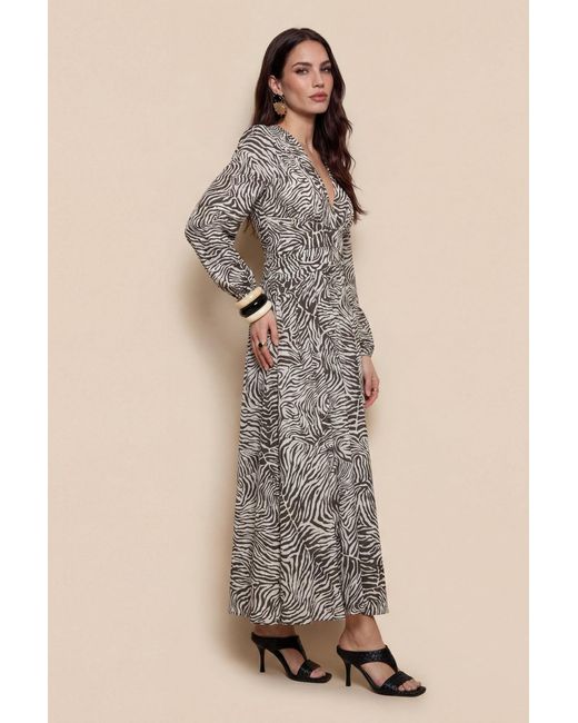 Urban Bliss Natural Zebra Long Sleeve Metallic Dress Pattern