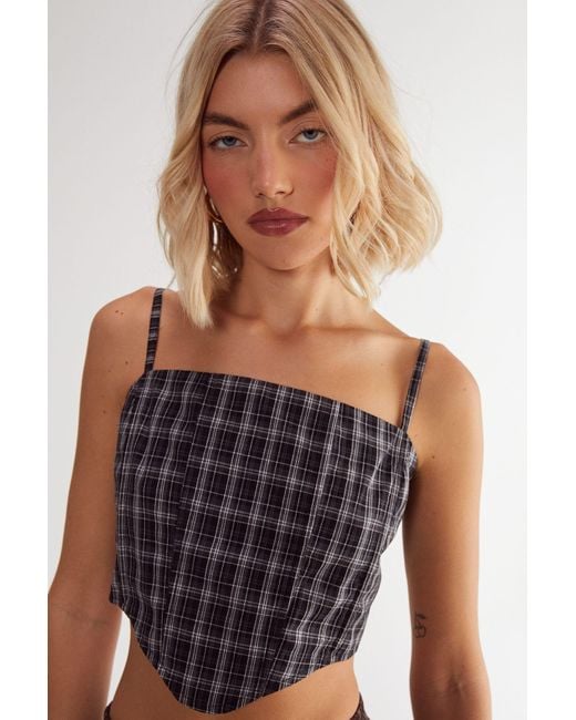 Nasty Gal Blue Check Corset Top