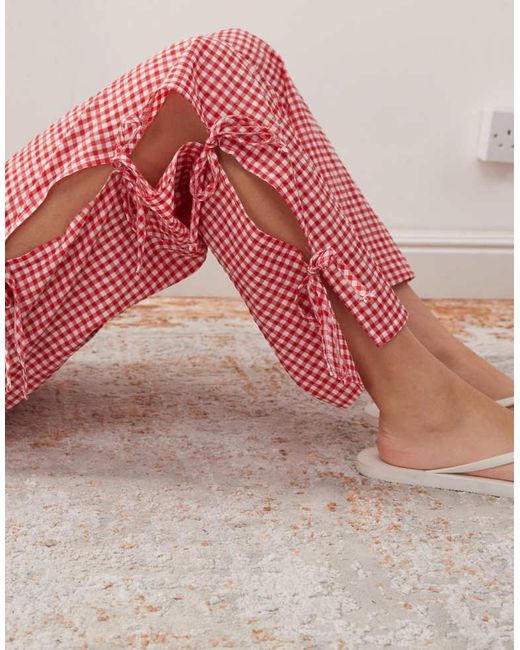 Noisy May Pink Wide Leg Side Tie Detail Trousers